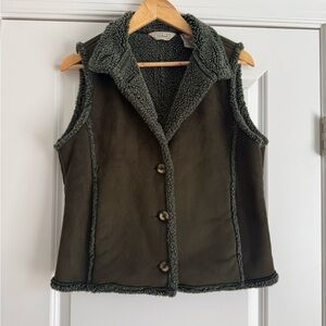 L.L. Bean Dark Green Shearling Vest